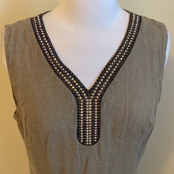 Lina Tomei Linen Rhinestone Embellished Dress - Picture 5 of 11